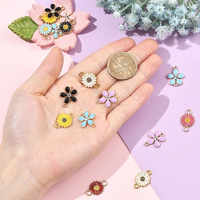 36Pcs 8 Styles Zinc Alloy Enamel Links Connectors ENAM-YW0008-48-1