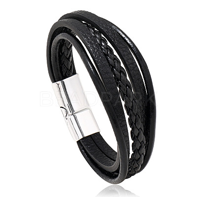 Retro Minimalist Leather Magnetic Clasp Bracelet for Men - Trendy European and American Style Jewelry ST1828936-1