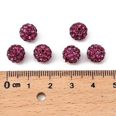 Fuchsia Round Grade A Pave Disco Ball Beads X-RB-H258-8MM-502-1