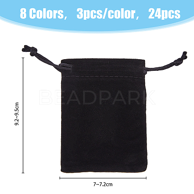 24Pcs 8 Colors Velvet Packing Pouches TP-HY0001-13-1