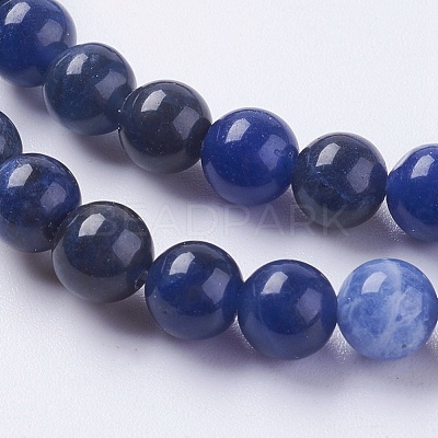 Natural Sodalite Beads Strands X-G-G448-6mm-25-1