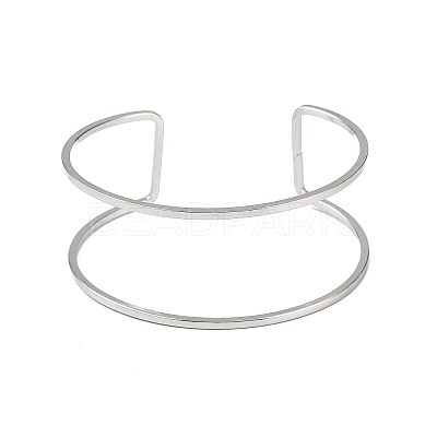 Non-Tarnish 304 Stainless Steel Hollow Open Cuff Bangles for Women BJEW-S155-04P-1