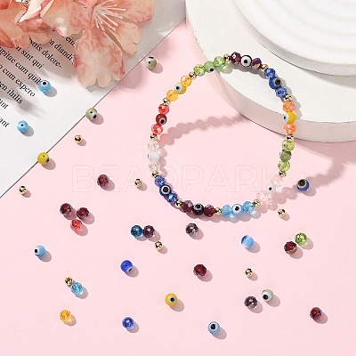 100Pcs Handmade Evil Eye Lampwork Round Bead Strands LAMP-YW0001-75-1