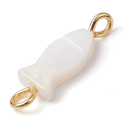 Natural Freshwater Shell Fish Links Connector Charms PALLOY-JF02821-1