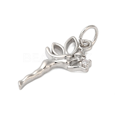 Rack Plating Brass & Clear Cubic Zirconia Pendants KK-S372-12P-1
