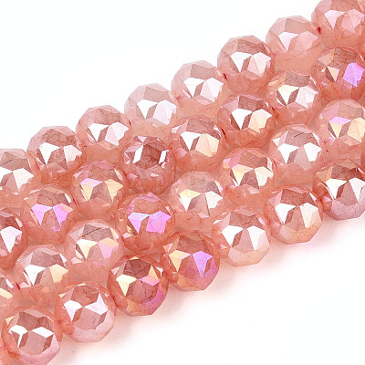 Anti-Tarnish Electroplate Glass Beads Strands GLAA-N064-8mm-06-1