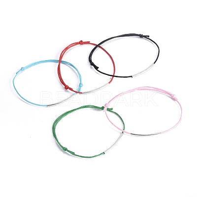 Adjustable Waxed Cotton Cord Bracelets X-BJEW-JB04206-1