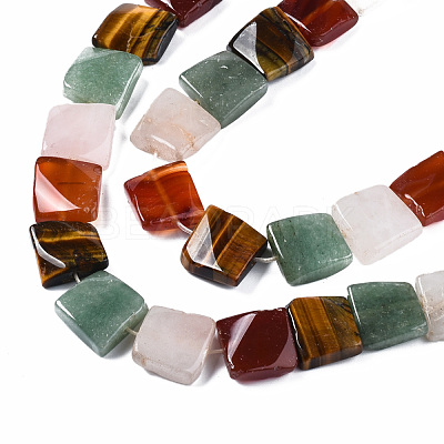 Natural Green Aventurine & Rose Quartz & & Red Agate & Tiger Eye Beads Strands G-S364-092-1