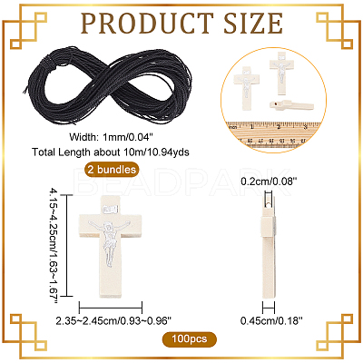 DIY Cross Pendant Necklace Making Kit WOOD-NB0002-10-1