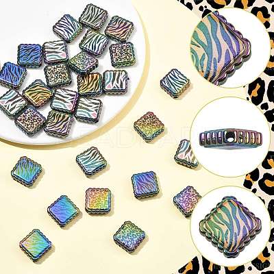 30Pcs Rainbow Iridescent Printed Opaque Acrylic Beads OACR-FS0002-70-1
