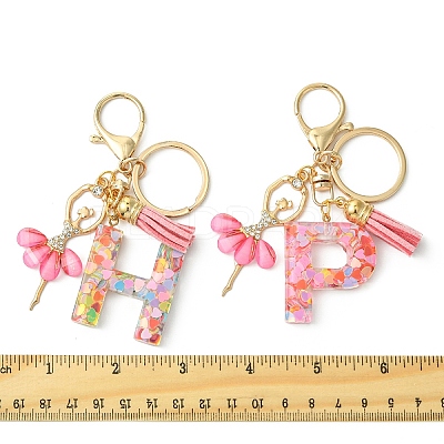 Letter A~Z Transparent Glitter Resin Pendant Keychains KEYC-FZ00024-24-1