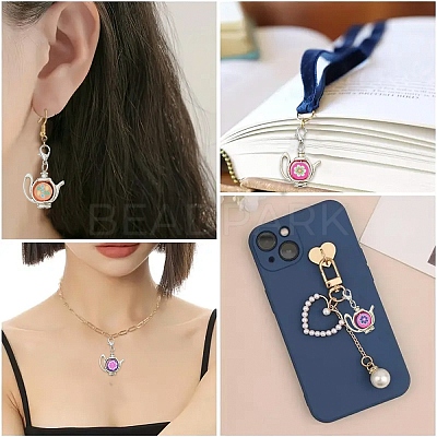 10Pcs Handmade Polymer Clay & Alloy Pendant Decoraions HJEW-YW00183-1