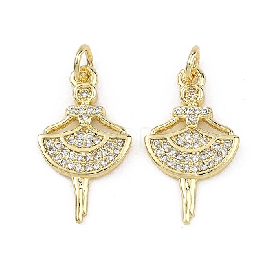 Brass Micro Pave Clear Cubic Zirconia Pendants KK-B177-06G-1
