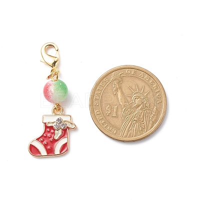 Christmas Theme Alloy Enamel Pendant Decorations HJEW-JM00749-1