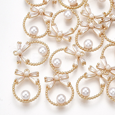 Brass Cubic Zirconia Pendants KK-S348-233-1