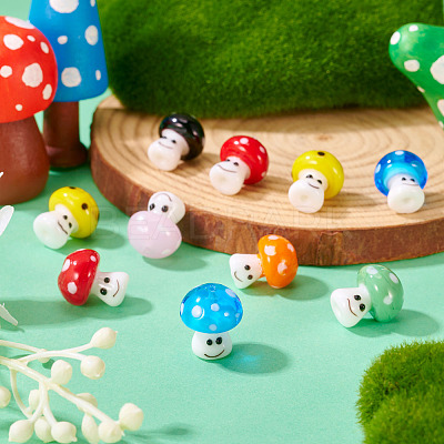 14Pcs 7 Colors Handmade Lampwork Beads LAMP-TA0001-89-1