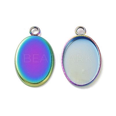 Ion Plating(IP) 304 Stainless Steel Pendant Cabochon Settings LS-X-STAS-H383-12M-1