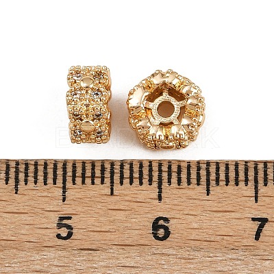 Brass Micro Pave Clear Cubic Zirconia Beads KK-C115-18G-1
