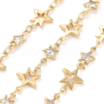 Handmade Glass Star Link Chains KK-F871-58G-1
