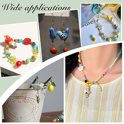 14Pcs 7 Colors Handmade Porcelain Beads PORC-PH0001-46-1