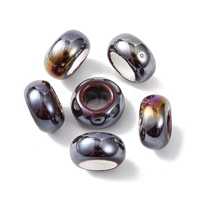 Electroplate Handmade Porcelain European Beads PORC-K010-07-1