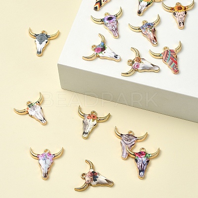 15Pcs 15 Styles Zinc Alloy Enamel Pendants ENAM-YW0003-82-1