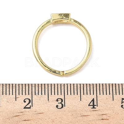 Rectangle Brass with Glass Cuff Rings for Women RJEW-Z111-05G-07-1