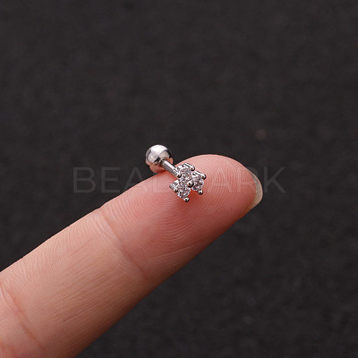 316L Surgical Stainless Steel Micro Pave Clear Cubic Zirconia Clover Cartilage Earrings WG9CD6D-41-1