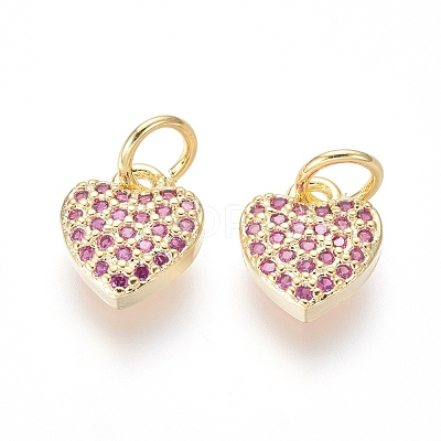 Brass Micro Pave Cubic Zirconia Charms X-ZIRC-I032-34G-1