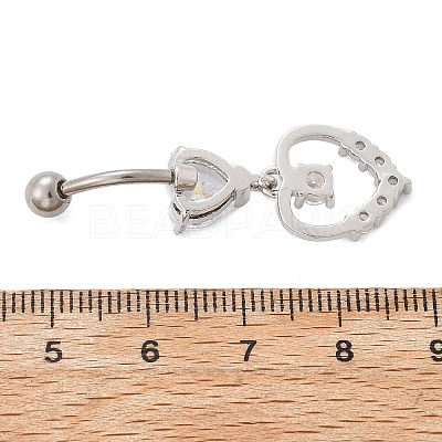 Alloy Crystal Rhinestone Dangle Curved Barbell Belly Rings LS-AJEW-R007-04P-06-1