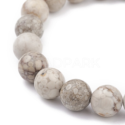 10mm Round Natural Maifanite/Maifan Stone Beads Stretch Bracelet BJEW-JB07088-01-1