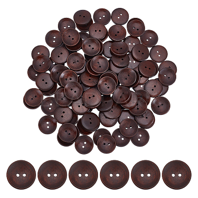 100Pcs Wood Buttons BUTT-GO0001-11-1