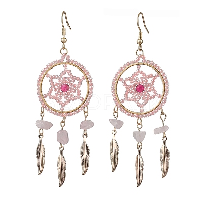 304 Stainless Steel with Glass Dangle with Natural Agate Stud Earring EJEW-MZ00185-01-1