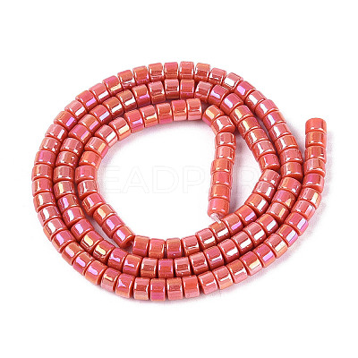 AB Color Plated Opaque Glass Beads Strands GLAA-T026-3x6mm-PM-1
