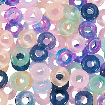 120Pcs 6 Colors Transparent Glass European Beads GLAA-TA0004-07-1