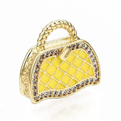 Brass Micro Pave Cubic Zirconia Enamel Pendants ZIRC-Q200-021F-NF-1