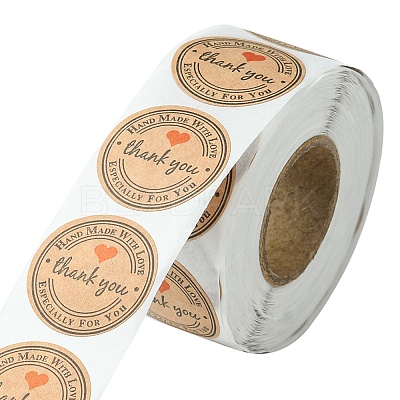 Kraft Paper Thank You Sticker Rolls STIC-YW0001-04-1