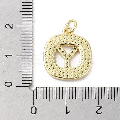 Rack Plating Brass Micro Pave Clear Cubic Zirconia Pendants KK-E102-33G-Y-1