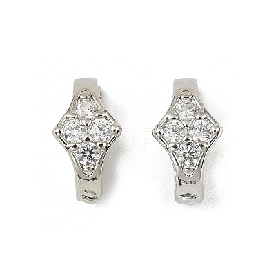 Brass Micro Pave Clear Cubic Zirconia Fold Over Clasps KK-C107-11P-1