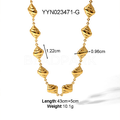 316L Surgical Stainless Steel Seashell Heart Link Chain Necklaces for Elegant European Style BF6500-4-1