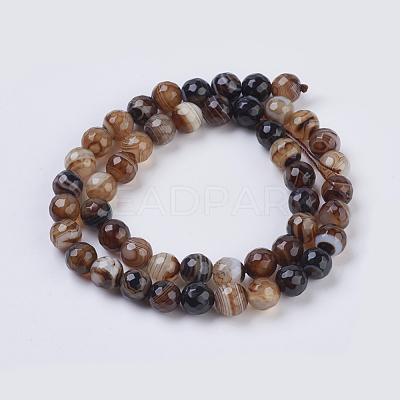 Natural Striped Agate/Banded Agate Beads Strands G-G581-8mm-11-1