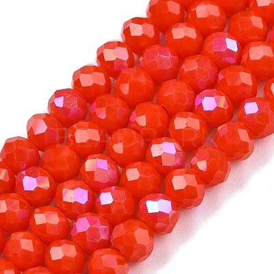 Electroplate Opaque Solid Color Glass Beads Strands EGLA-A044-P4mm-L03-1