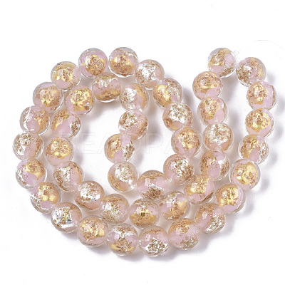 Handmade Gold Sand Lampwork Bead Strands FOIL-T003-01G-1