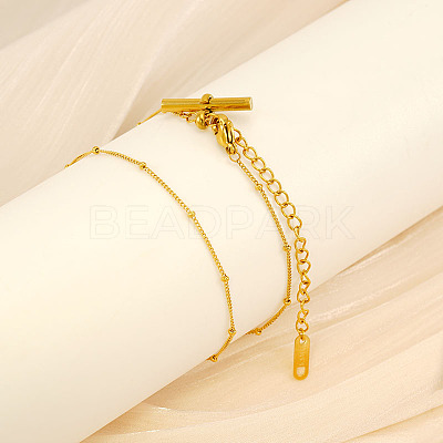 201 Stainless Steel T Bar Charm Anklets for Women FS-WG8F6B6-01-1