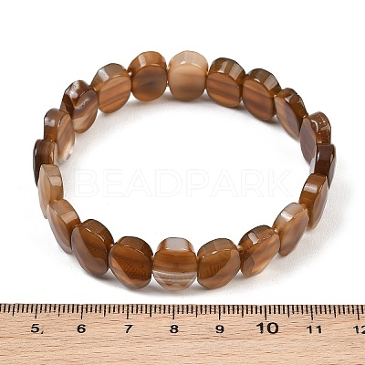 Dyed & Heated Natural Agate Oval Beaded Stretch Bracelet G-E010-01-34-1