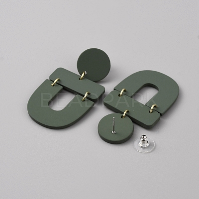 Acrylic Geometry Dangle Stud Earrings for Women EJEW-WH0013-65D-1