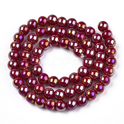 Electroplate Opaque Glass Beads Strands X-GLAA-T032-P6mm-AB05-1