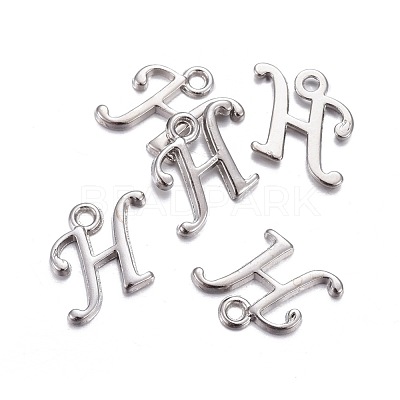 Platinum Plated Alloy Letter Pendants PALLOY-J718-01P-H-1
