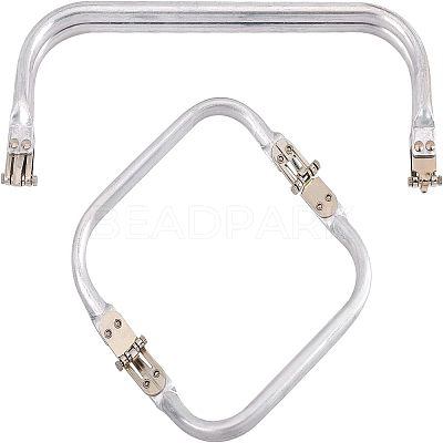 2Pcs 2 Style Aluminium Purse Handle Frame FIND-CA0003-24A-1