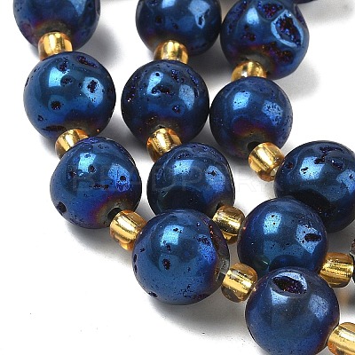 Electroplated Natural Druzy Geode Crystal Beads Strands G-G459-02-1
